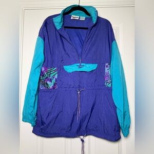 90's Vintage Womens Reebok Windbreaker Anorak cinch waist jacket purple teal